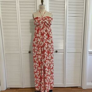American Eagle Red-Orange Floral Halter
Style Strapless Wide Leg Jumpsuit Sz-M/T